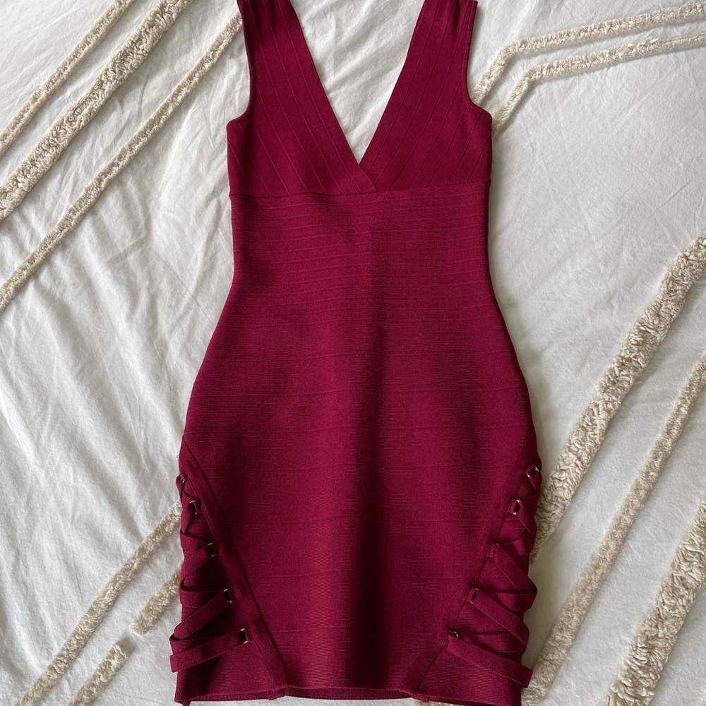 maroon Bebe bodycon dress